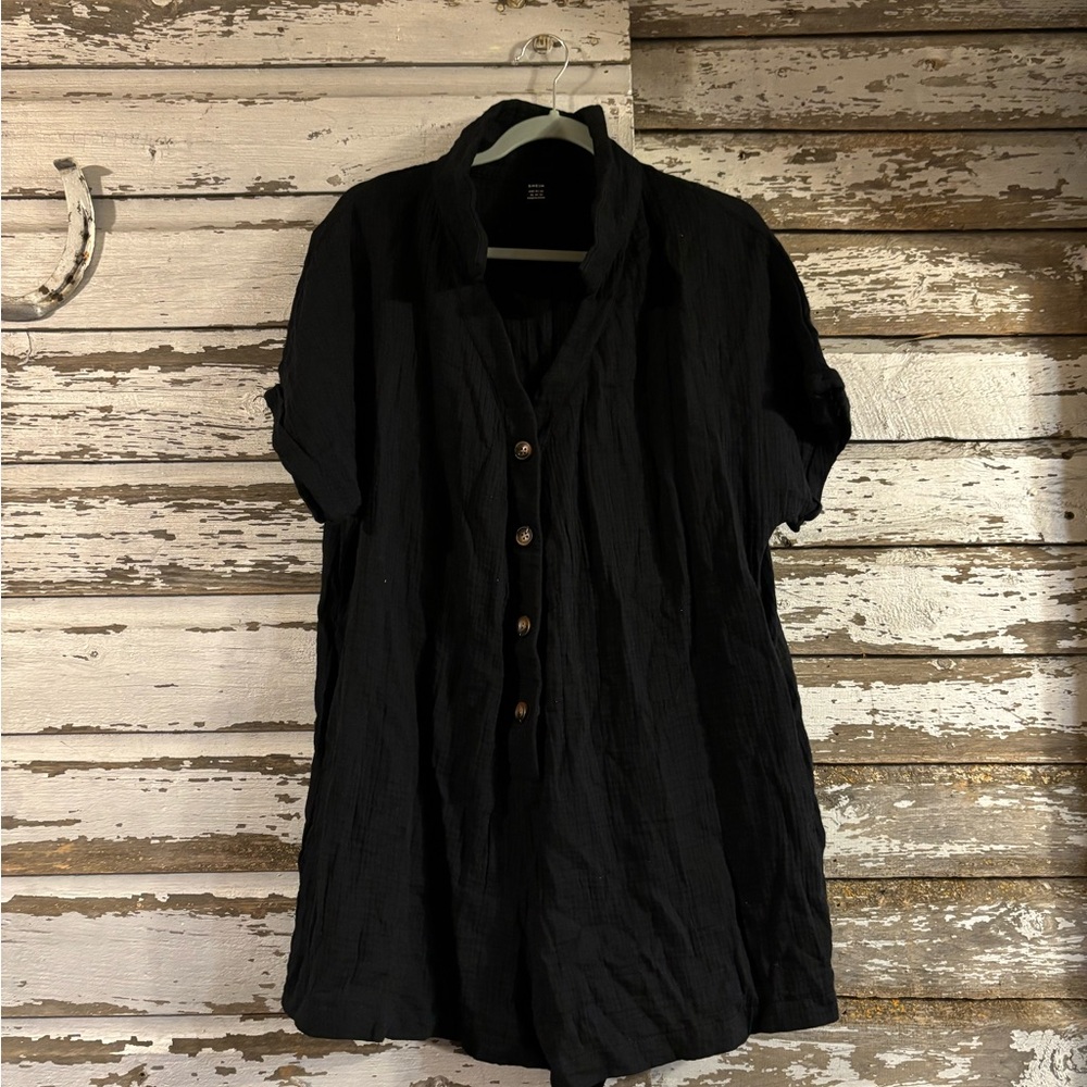 SHEIN Black Button-Up Jumper